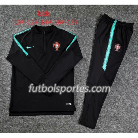 Portugal Niño Sudadera de Entrenamiento Trajes Negro 2018/2019